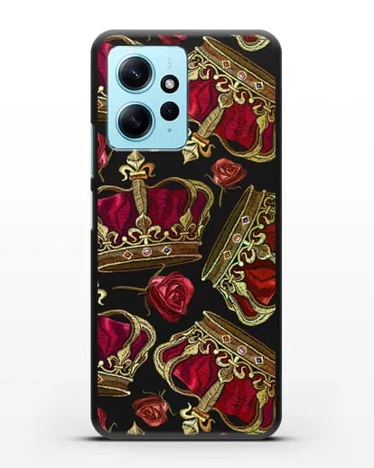 Чехол Золотые короны и красные розы силиконовый для Xiaomi Redmi Note 12 4G