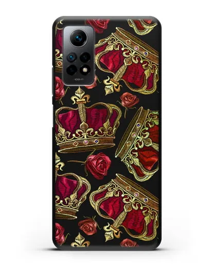 Чехол Золотые короны и красные розы силиконовый для Xiaomi Redmi Note 12 Pro 4G