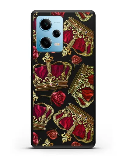 Чехол Золотые короны и красные розы силиконовый для Xiaomi Redmi Note 12 Pro 5G