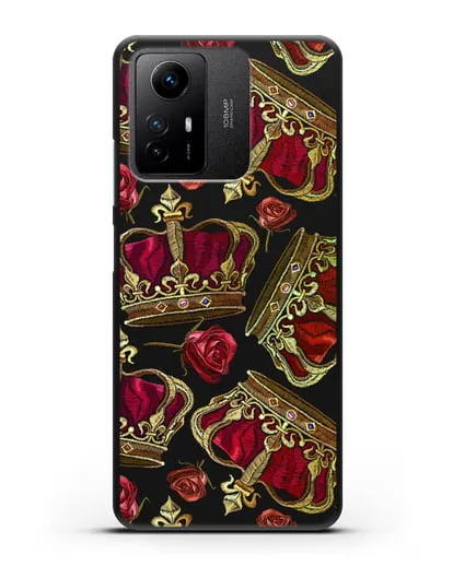 Чехол Золотые короны и красные розы силиконовый для Xiaomi Redmi Note 12S