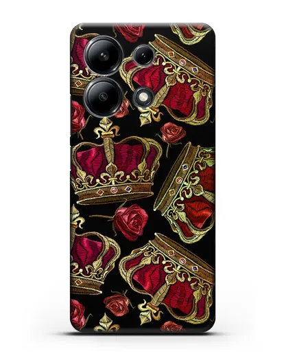 Чехол Золотые короны и красные розы силиконовый для Xiaomi Redmi Note 13 4G