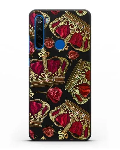 Чехол Золотые короны и красные розы силиконовый для Xiaomi Redmi Note 8T