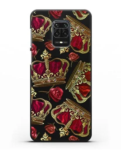 Чехол Золотые короны и красные розы силиконовый для Xiaomi Redmi Note 9S