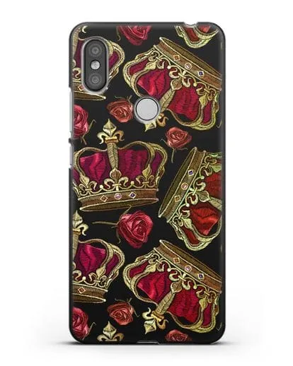 Чехол Золотые короны и красные розы силиконовый для Xiaomi Redmi S2