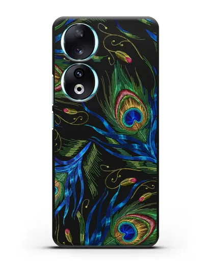 Чехол Перья павлина силиконовый для Honor 90