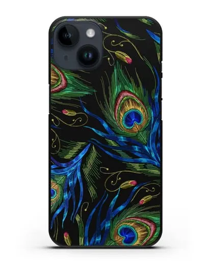Чехол Перья павлина силиконовый для iPhone 14