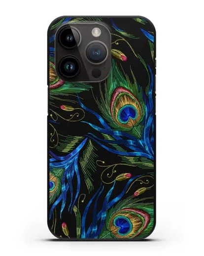 Чехол Перья павлина силиконовый для iPhone 14 Pro