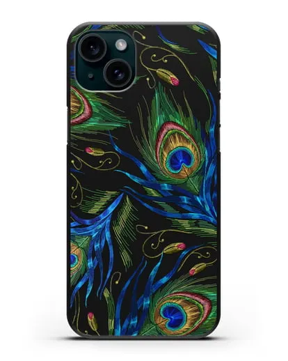 Чехол Перья павлина силиконовый для iPhone 15 Plus