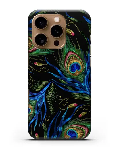 Чехол Перья павлина силиконовый для iPhone 16 Pro