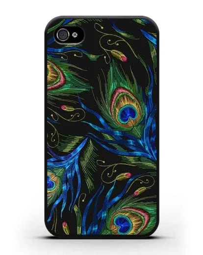Чехол Перья павлина силиконовый для iPhone 4/4s