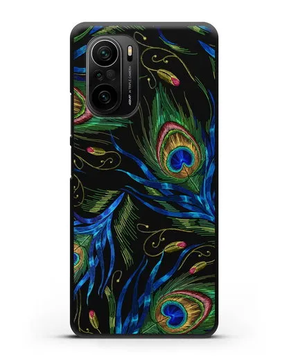 Чехол Перья павлина силиконовый для Xiaomi Poco F3