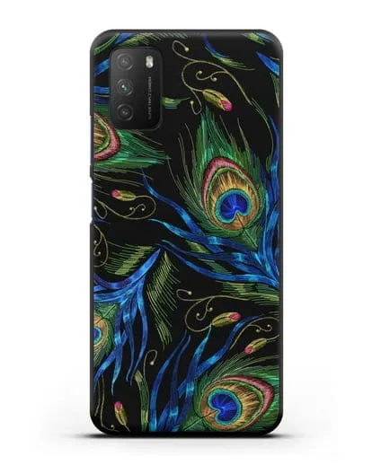 Чехол Перья павлина силиконовый для Xiaomi Poco M3