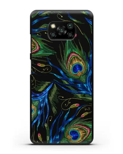 Чехол Перья павлина силиконовый для Xiaomi Poco X3 Pro