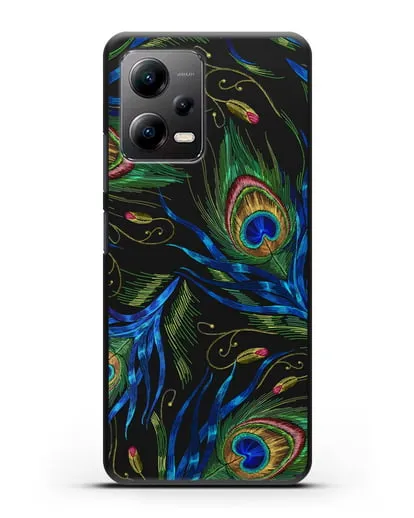 Чехол Перья павлина силиконовый для Xiaomi Poco X5