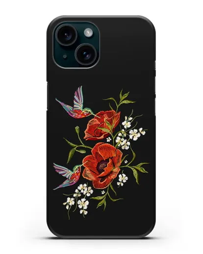 Чехол Красные маки силиконовый для iPhone 15