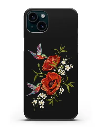 Чехол Красные маки силиконовый для iPhone 15 Plus