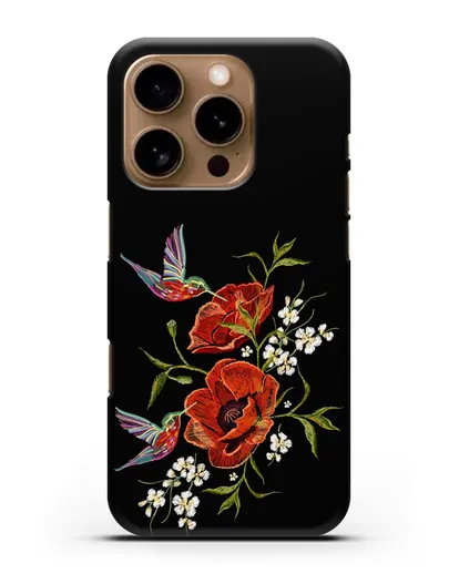 Чехол Красные маки силиконовый для iPhone 16 Pro