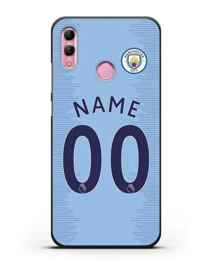 Именной чехол ФК Манчестер Сити с фамилией и номером (сезон 2018-2019) голубая форма силиконовый для Honor 10 Lite