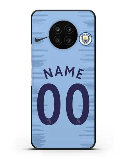 Именной чехол ФК Манчестер Сити с фамилией и номером (сезон 2018-2019) голубая форма силиконовый для Honor 50 lite