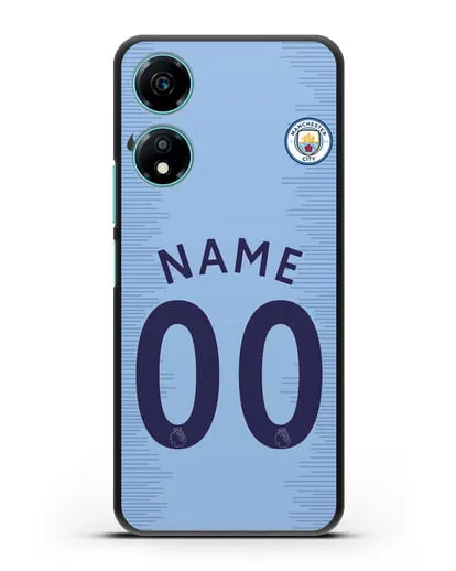 Именной чехол ФК Манчестер Сити с фамилией и номером (сезон 2018-2019) голубая форма силиконовый для Honor X5 Plus