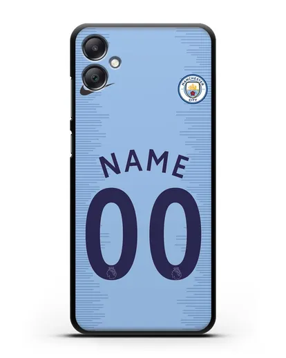 Именной чехол ФК Манчестер Сити с фамилией и номером (сезон 2018-2019) голубая форма силиконовый для Samsung Galaxy A05 [SM-A055]