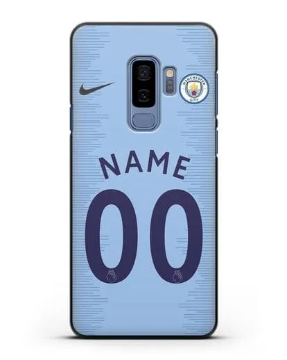 Именной чехол ФК Манчестер Сити с фамилией и номером (сезон 2018-2019) голубая форма силиконовый для Samsung Galaxy S9 Plus [SM-G965F]