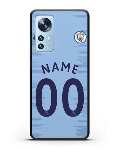 Именной чехол ФК Манчестер Сити с фамилией и номером (сезон 2018-2019) голубая форма силиконовый для Xiaomi 12