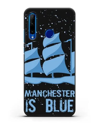 Чехол с рисунком и надписью Manchester is Blue силиконовый для Honor 10i