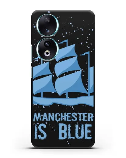 Чехол с рисунком и надписью Manchester is Blue силиконовый для Honor 90