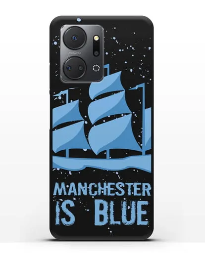 Чехол с рисунком и надписью Manchester is Blue силиконовый для Honor X7a