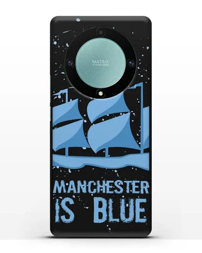 Чехол с рисунком и надписью Manchester is Blue силиконовый для Honor X9a