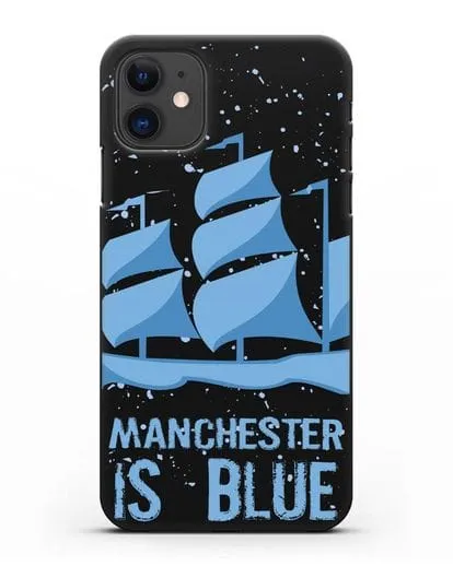 Чехол с рисунком и надписью Manchester is Blue силиконовый для iPhone 11