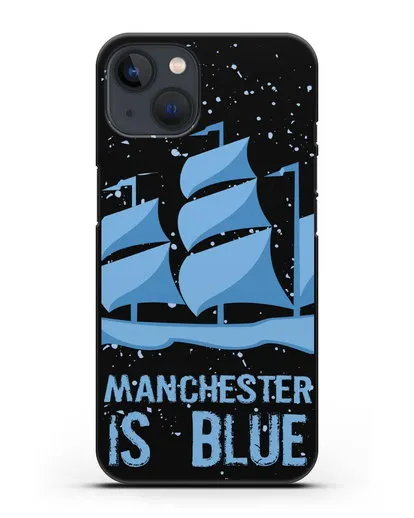 Чехол с рисунком и надписью Manchester is Blue силиконовый для iPhone 13 Mini