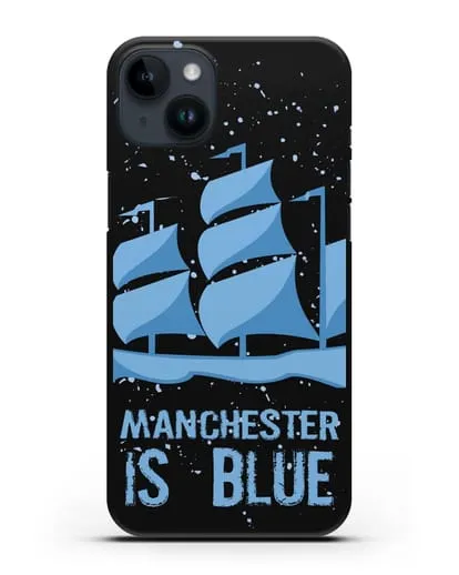 Чехол с рисунком и надписью Manchester is Blue силиконовый для iPhone 14 Plus