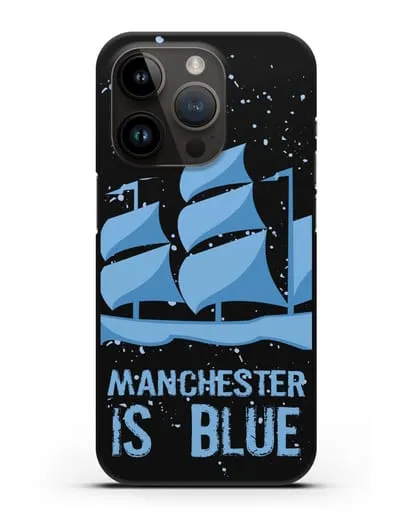 Чехол с рисунком и надписью Manchester is Blue силиконовый для iPhone 14 Pro