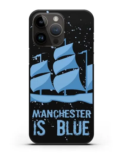 Чехол с рисунком и надписью Manchester is Blue силиконовый для iPhone 14 Pro Max