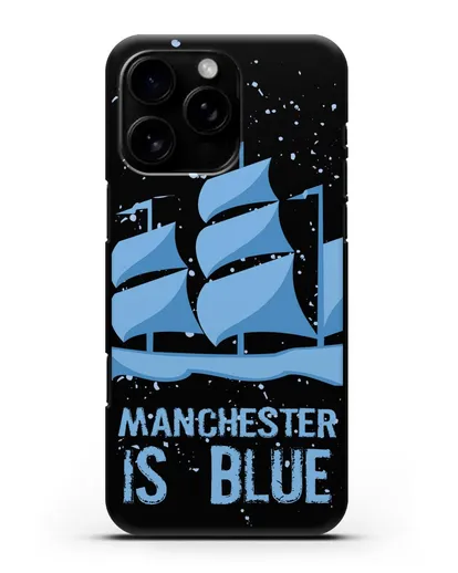 Чехол с рисунком и надписью Manchester is Blue силиконовый для iPhone 16 Pro Max