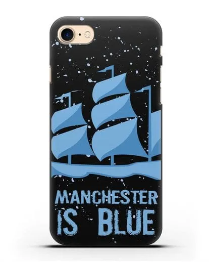 Чехол с рисунком и надписью Manchester is Blue силиконовый для iPhone 7