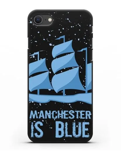 Чехол с рисунком и надписью Manchester is Blue силиконовый для iPhone SE 2020