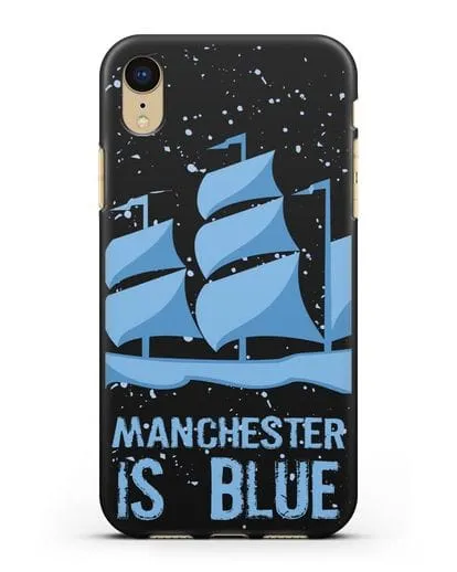 Чехол с рисунком и надписью Manchester is Blue силиконовый для iPhone XR