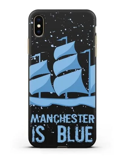 Чехол с рисунком и надписью Manchester is Blue силиконовый для iPhone XS Max