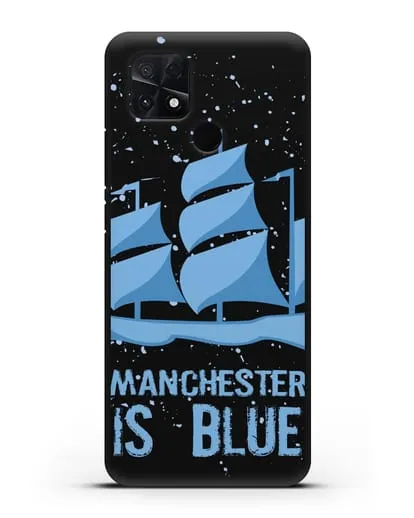 Чехол с рисунком и надписью Manchester is Blue силиконовый для Xiaomi Poco C40