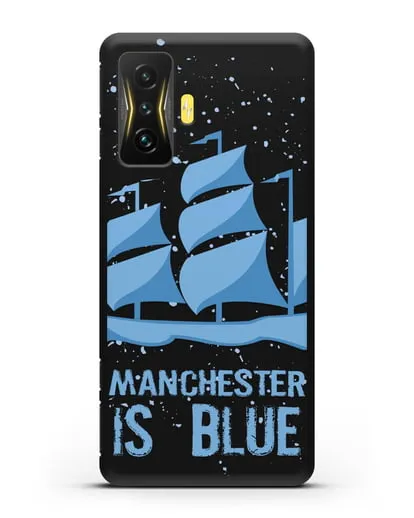 Чехол с рисунком и надписью Manchester is Blue силиконовый для Xiaomi Poco F4 GT