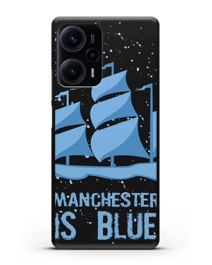 Чехол с рисунком и надписью Manchester is Blue силиконовый для Xiaomi Poco F5