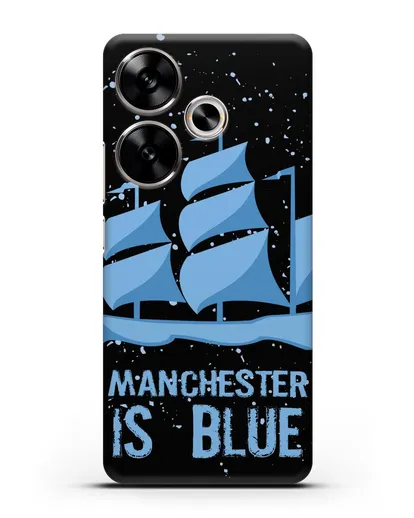 Чехол с рисунком и надписью Manchester is Blue силиконовый для Xiaomi Poco F6