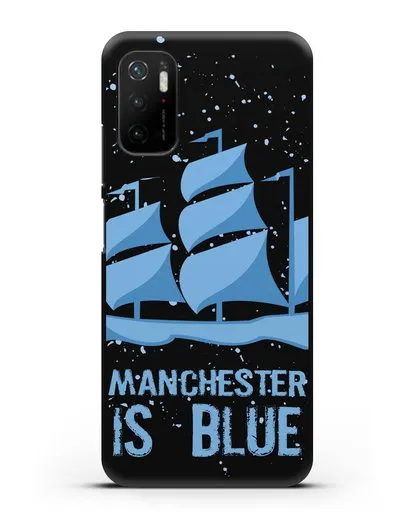 Чехол с рисунком и надписью Manchester is Blue силиконовый для Xiaomi Poco M3 Pro
