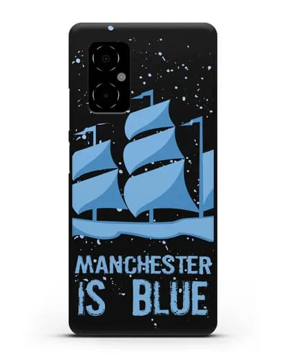 Чехол с рисунком и надписью Manchester is Blue силиконовый для Xiaomi Poco M4 5G
