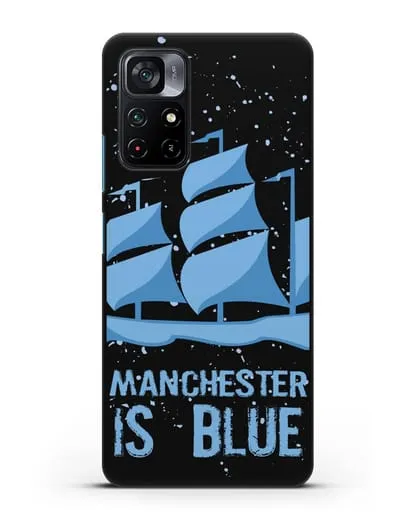 Чехол с рисунком и надписью Manchester is Blue силиконовый для Xiaomi Poco M4 Pro 5G