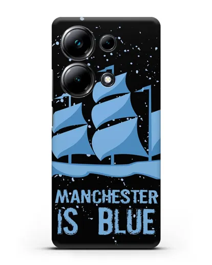 Чехол с рисунком и надписью Manchester is Blue силиконовый для Xiaomi Poco M6 Pro