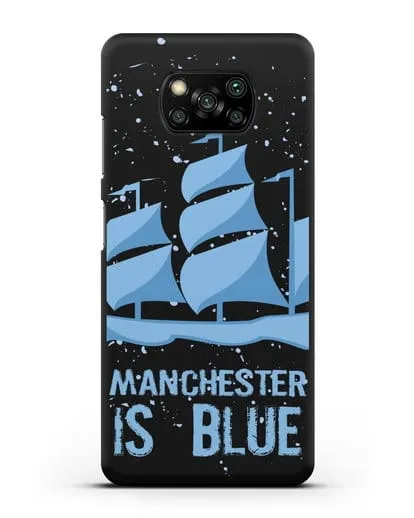 Чехол с рисунком и надписью Manchester is Blue силиконовый для Xiaomi Poco X3